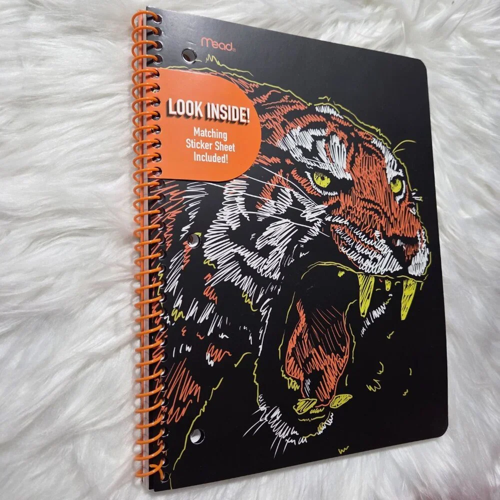 Mead Sketch Tiger Design Spiral Notebook